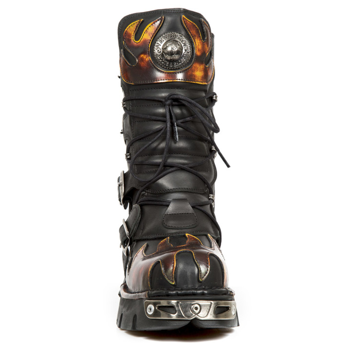 Schuhe NEW ROCK - Flame Boots (591-S1) Black-Orange