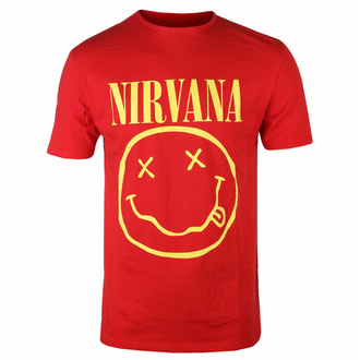 Herren-T-Shirt Nirvana - Yellow Smiley - ROT - ROCK OFF, ROCK OFF, Nirvana