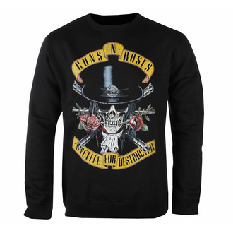 Herren Sweatshirt -  Guns N' Roses - TOP HAT SKULL - WASHED OUT BLACK  - AMPLIFIED - ZAV454H32