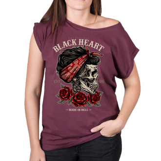 Damen T-Shirt Street - PIN UP SKULL EXT - BLACK HEART, BLACK HEART