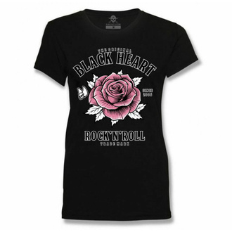 Damen T-Shirt BLACK HEART - ROCK N ROL L ROSE - SCHWARZ, BLACK HEART
