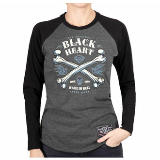 Damen Longsleeve Shirt - BLACK HEART - BONES RG - GRAU, BLACK HEART