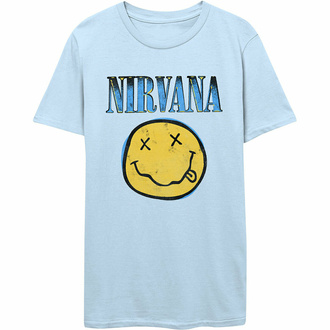 Herren T-Shirt Nirvana - Xerox Smiley - BLAU - ROCK OFF, ROCK OFF, Nirvana