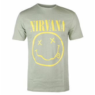 Herren-T-Shirt Nirvana - Yellow Smiley - GRÜN - ROCK OFF, ROCK OFF, Nirvana