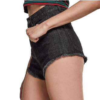 Damen Shorts URBAN CLASSICS - Denim Hotpants - schwarz gewaschen, URBAN CLASSICS